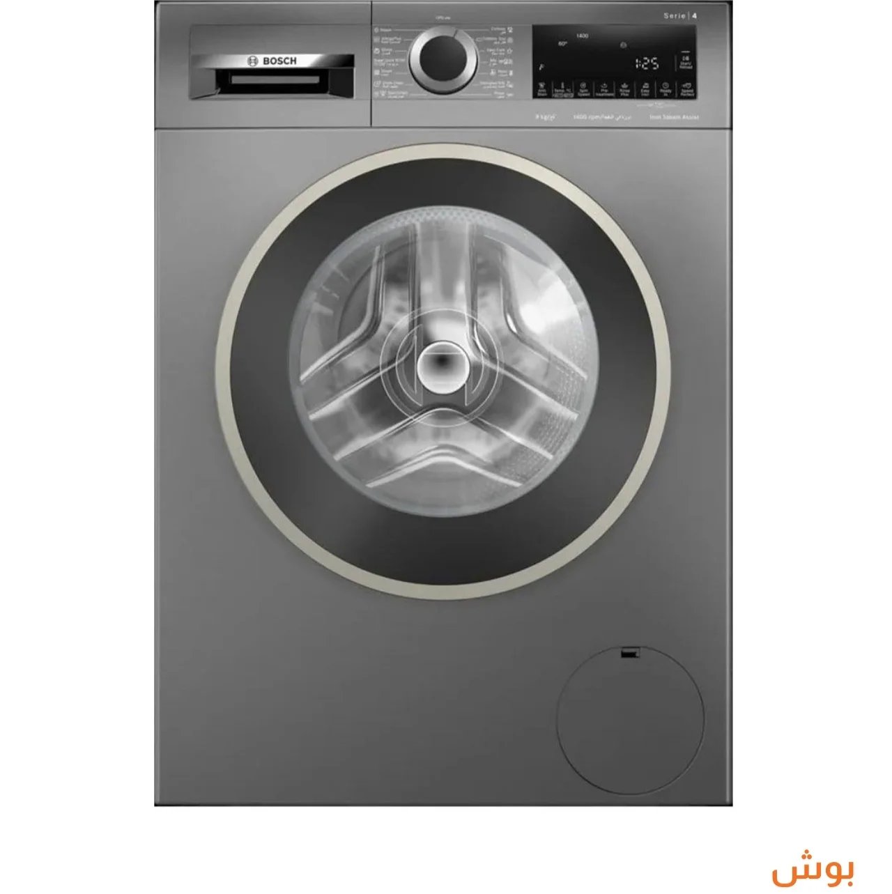 بوش Series 4 غسالة ملابس تحميل أمامى 9 كيلو- فول اوتوماتيك - 1400 لفة في الدقيقة - فضي - WGA244ZREG