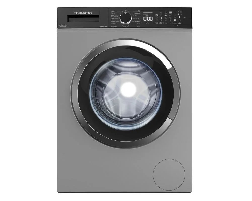 Tornado Washing Machine, Front load, 8 kg – Silver (TWV-FN812SLOA)
