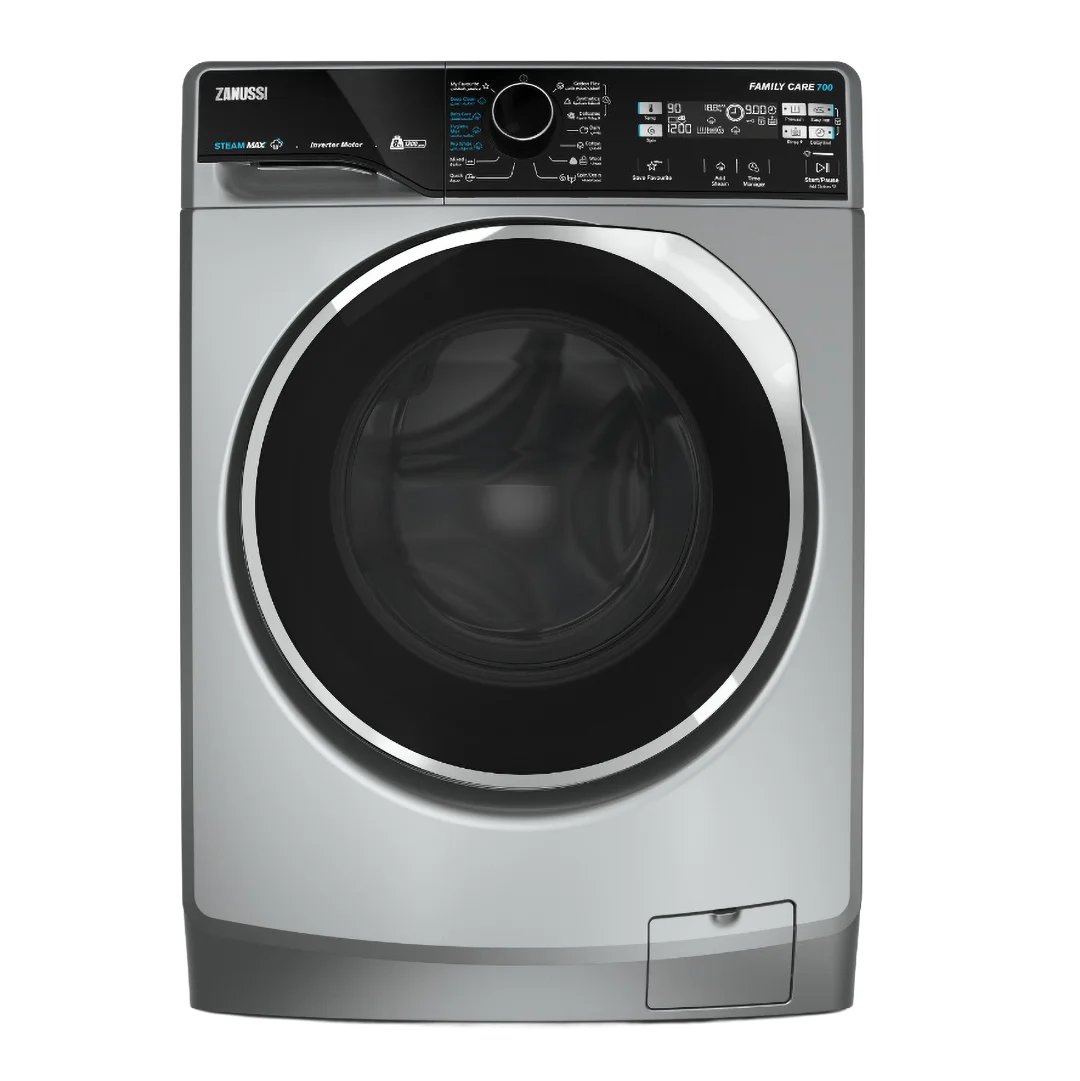 Zanussi Washing Machine, Front load, 8 kg, Inverter – Silver (ZWF8221SL8)