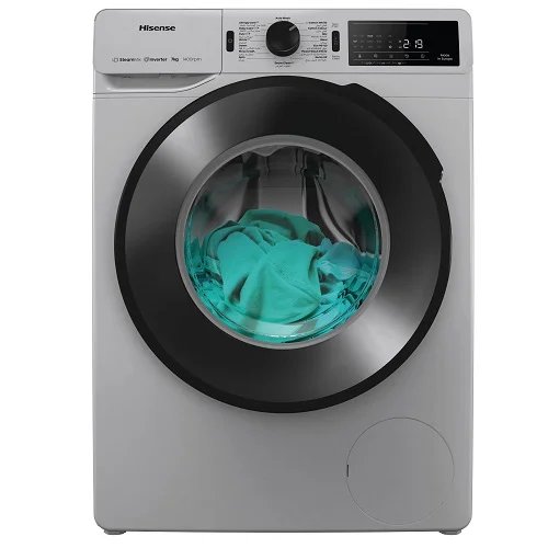 Hisense Washing Machine, Front load, 9 kg, Inverter – Silver (WF3V9042BSEG)